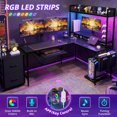 L Shaped Gaming Desk Reversible Corner Computer Desk with Power Outlet