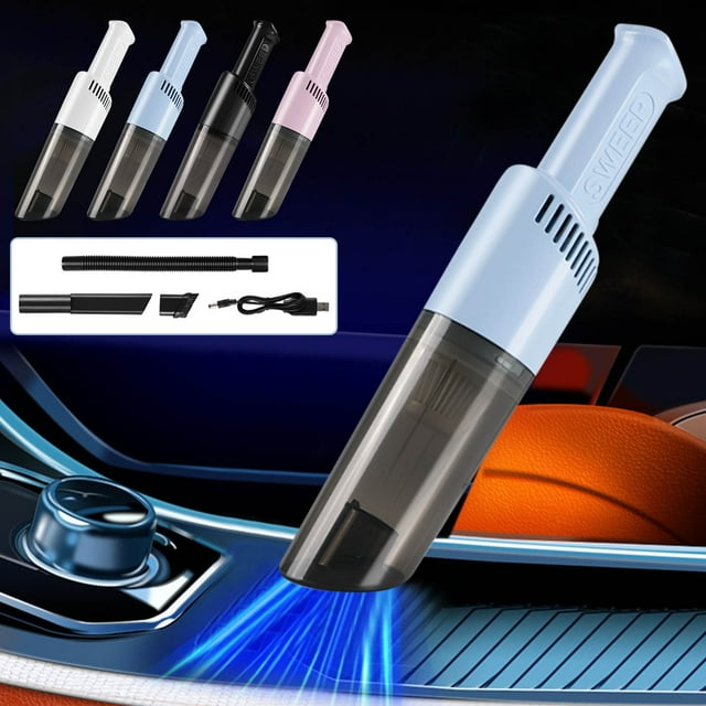 Aspiradora de coche de 6000Pa, aspiradora portátil de alta potencia de 10KPa - Portátil inalámbrica para coche, sofá, hinchables, batería de 2000mAh, 30 minutos de autonomía, 4 boquillas, recargable
