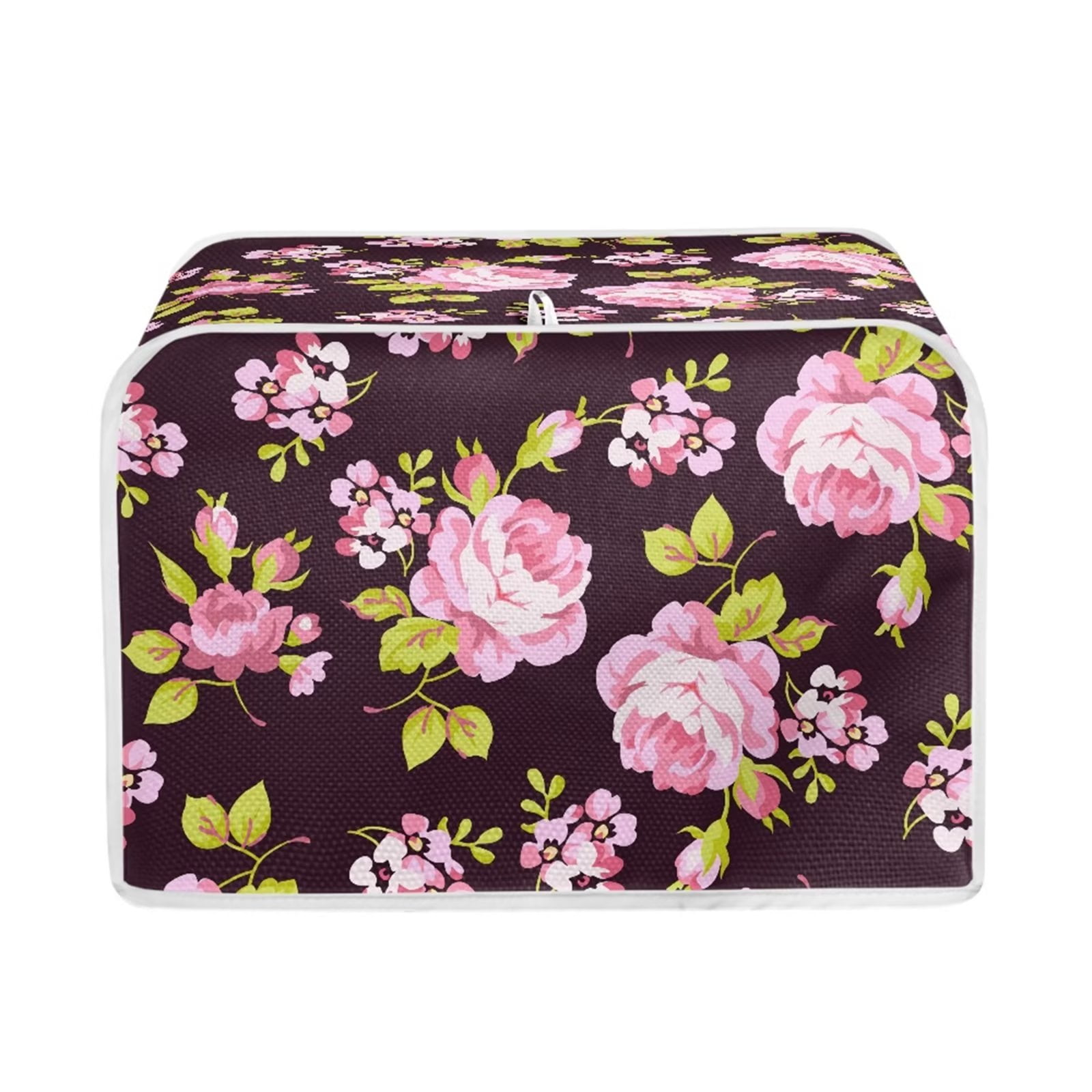 FKELYI Pink Flower Toaster Cover Waterproof Wide Slot Toaster Cover 4