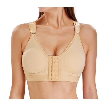 

MOLUTAN Women Post-Surgical Sports Support Bra Front Closure with Adjustable Straps Wirefree Racerback