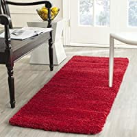 SAFAVIEH Milan Shag Collection 2  x 10  Red SG180 Solid Non-Shedding Living Room Bedroom Dining Room Entryway Plush 2-inch Thick Runner Rug(Red) SAFAVIEH Milan Shag Collection 2  x 10  Red SG180 Solid Non-Shedding Living Room Bedroom Dining Room Entryway Plush 2-inch Thick Runner Rug(Red)
