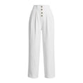 thumbnail image 5 of Ruimatai Womens High Waist Button Front Pleated Capri Pants Pockets Straight Leg Casual Trousers, 5 of 8