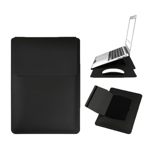Dormin Leather Laptop Sleeve 13.3'15.6' with Adjustable Ergonomic Stand Non Magnetic Velcro Design Portable Case for Mac Dell HP