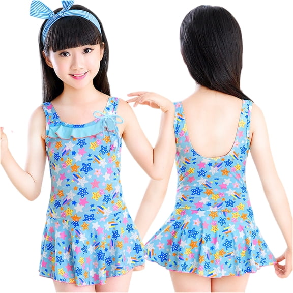 Girls 2-Piece Swimsuit Set, Tankini Dresses and Bikini Bottoms, Quick-Drying Swimwear