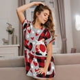 thumbnail image 3 of Sikiie Buffalo Plaid Love And Gnome Print Women's Short-sleeved Nightdress, Round Neck Pullover Nightdress Pajamas Summer Home Wear, 3 of 6