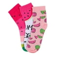 thumbnail image 2 of MeMoi Watermelon Cotton Blend Ankle Socks 3-Pack - Girls - Female, 7-8, Assorted C, 2 of 7