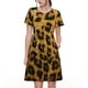 thumbnail image 1 of Fotbe Golden Leopard Glitter Vestido Largo de Moda para Mujer, Vestido Tipo Camiseta con Manga Corta y Estilo Casual a Rayas y Bloques de Color, 1 of 6