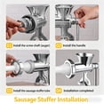 thumbnail image 4 of EGNMCR Tools&Home Improvement Manual Aluminum Alloy Sausage Stuffer Household Meat Grinder Multifunctional Sausage Maker Hand Crank Chopper For Chili Vegetable Garlic Food Minc Manual meat grinder, 4 of 7