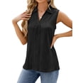 thumbnail image 4 of SLADYGLO Women Irregular Texture V Neck Sleeveless Front Pleated Tank Top, 4 of 7