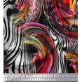 thumbnail image 1 of Soimoi Orange Polyester Crepe Fabric Stripe & Leopard Animal Skin Print Fabric by The Yard 52 Inch Wide, 1 of 3
