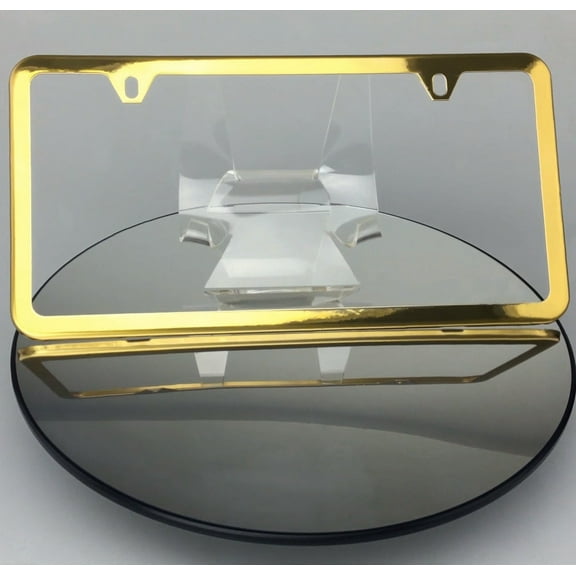 Slim 2 Holes Style Powder Coated Gold Stainless Steel License Plate Frame