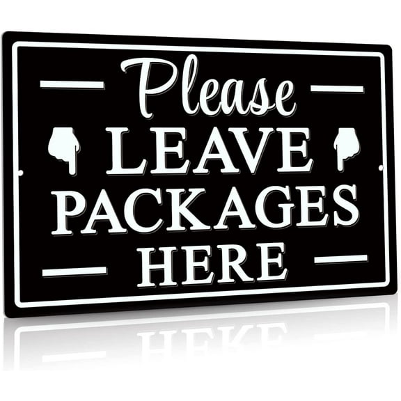 5.5x8 Inch Decor Please Leave Packages Here Metal Sign, Package Delivery Decor, Indoor/Outdoor Use For Front Door, Business,Es Gifts For Classmates, Friends And Colleagues
