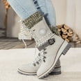 thumbnail image 4 of Dakaela Womens Combat Boots Mid Calf Winter Snow Boot with Side Zipper Lace up Lug Sole Low Wedge Motorcycle Outdoor Casual Shoes, 4 of 9