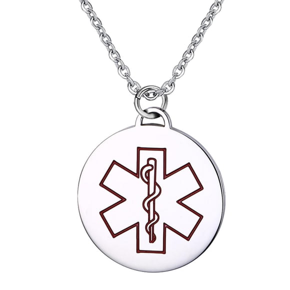 Collier Pendentif Croix avec Chaîne en Acier Inoxydable Gravée Rouge