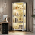 thumbnail image 5 of BROTTAR 65" Lighted Corner Display Cabinet with Glass Doors, 4-Tier Hexagon Curio Cabinet for Living room, Entryway, White, 5 of 9