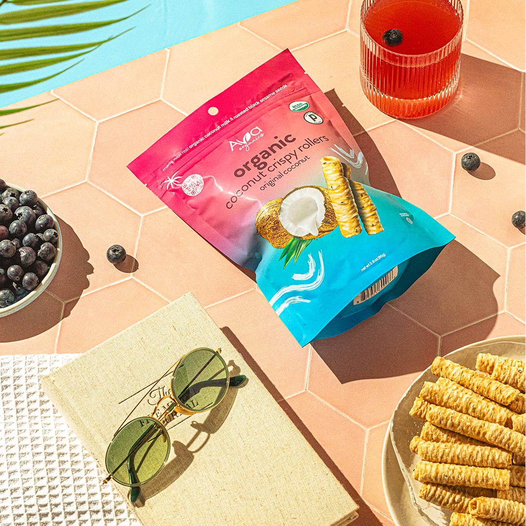 Ava Organics Coconut Crispy Rollers Original Coconut (Pack of 8, 2.8 oz)