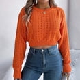 thumbnail image 2 of DHFJKG Sweaters For Women Cropped Top Knitted Hollow Out Long Sleeve Pullover Crop Sweater Autumn Winter Versatile Jumper Tops, 2 of 8