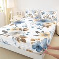 thumbnail image 3 of Manfei Vintage Rustic Flower Full Size Sheets,Brown Leaf Bed Sheets,White Blue Floral Sheet Sets For Girls,Luxury Bedroom Decor,4-Piece, 3 of 7