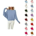 thumbnail image 1 of Chandails Surdimensionnés pour Femmes 2026 Mode Automne Hiver Manches Chauve-Souris Col Rond Tricot, 1 of 4