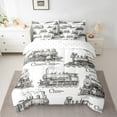 thumbnail image 2 of Homewish Retro Steam Engine 7pcs Bedding Comforter Set,Western Train Transportation Queen Bedding Sets,White Gray Queen Sheet Sets For Boys,Breathable Home Decor, 2 of 8