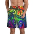 thumbnail image 2 of Uemuo Pride Rainbow Pattern Men's Swim Trunks Hawaiian Beach Bathing Suit Swimsuits Beach Quick-Dry Shorts with Pockets-Large, 2 of 9
