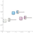 thumbnail image 2 of 925 Sterling Silver Pink White and Blue Simulated Opal Stud Three Set Of Earrings Ri 7x7mm Wide Stud Earring for Women, 2 of 2