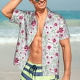 thumbnail image 7 of Pofeuu Lilies Flowers Print Hawaiian Shirt for Men Sleeves Casual Button Down Summer Beach Dress Shirts T-Shirts,Large, 7 of 7