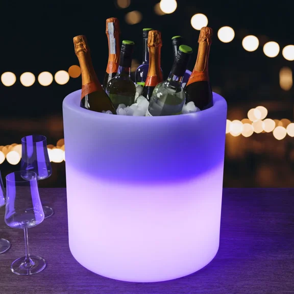 Towle Living Rechargeable LED 17-Quart Beverage Tub – 16 Colors & 4 Color Modes, Holds 6-8 Wine Bottles, 8-12 Hours Wireless Use