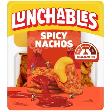 Lunchables Spicy Nachos with Chili Lime Flavored Tortilla Chips, Cheese Dip & Salsa Snack Kit, 4.4 oz Tray, Refrigerated, Whole