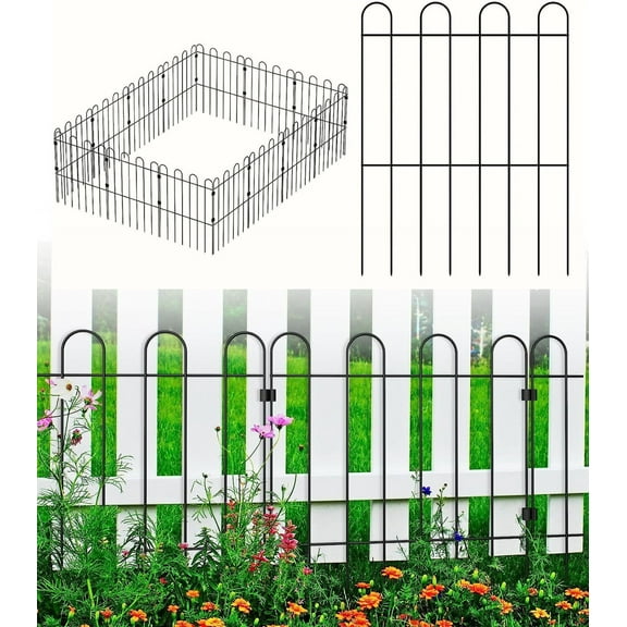 10 Packs Decorative Garden Fence Panels Animal Barrier Fencing Rustproof Metal