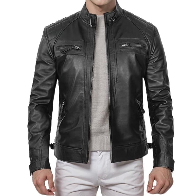 ネイバーフッド STAND COLLAR MOTORCYCLE JACKET zfhfof Men's Stand Collar Leather Jacket Motorcycle Lightweight