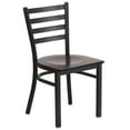 thumbnail image 2 of Emma + Oliver Black Ladder Back Metal Restaurant Chair - Walnut Wood Seat, 2 of 11
