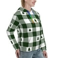 thumbnail image 2 of Yiaed Green White Lumberjack Plaid Print Womens Casual Hoodies Crew Neck Long Sleeve Sweatshirts With Pocket Pullover Tops Women's Hooded Sweatshirt-Small, 2 of 5