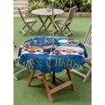 thumbnail image 3 of Outdoor Tablecloth with Umbrella Hole and Zipper, Christmas Round Table Cloth 54 Inch Waterproof Tablecloth, Cute Santa Claus Reindeer Xmas Balls Snowy Navy Blue Picnic Table Cover for Patio Camping, 3 of 7