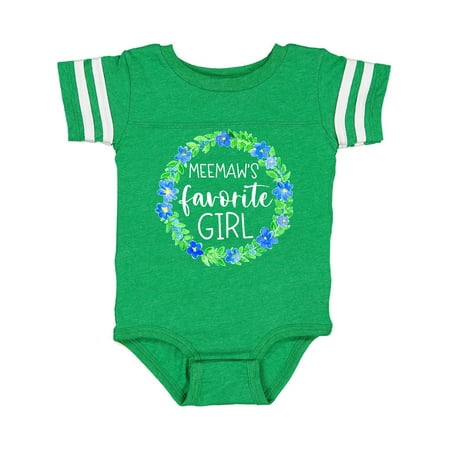

Inktastic Meemaw s Favorite Girl Blue Flower Wreath Gift Baby Girl Bodysuit