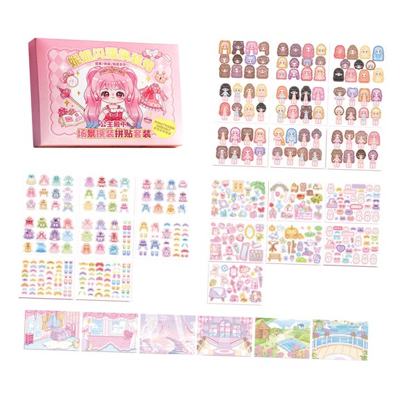 Libro de pegatinas para hacer una cara, actividades de moda, pegatinas de juguetes educativos y de aprendizaje, libro de actividades faciales para niñ Princesa