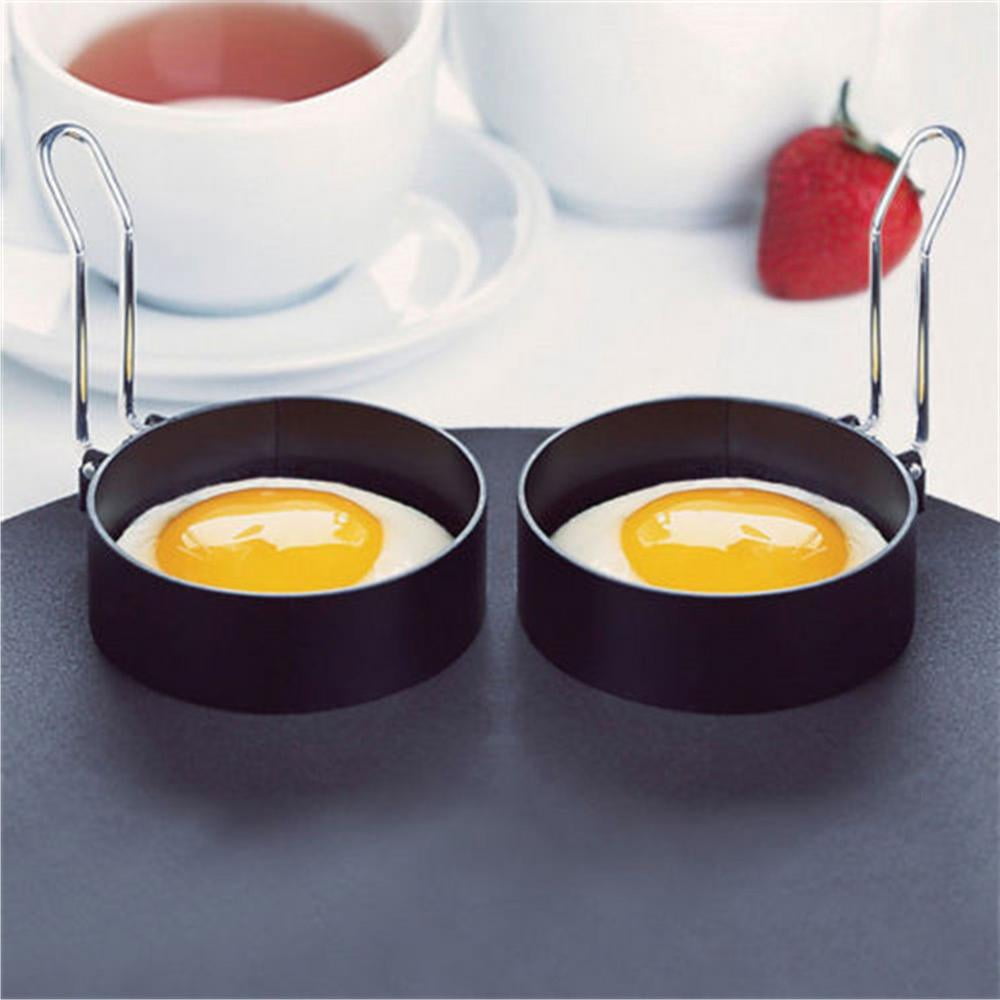 Non-Stick Egg Rings 2PCS Omelette Mold with Silicone Oil Brush,Poachette Rings for Fried and Poached Eggs Crumpets Pancake Mcmuffin