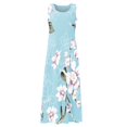 thumbnail image 5 of Susanny Cute Summer Dresses Cotton Linen Boho Flowy Maxi Dresses for Women Flowy Tank Western Dresses for Women Long Floral Sleeveless Womens Sun Dress with Pockets Light Blue 5XL, 5 of 6