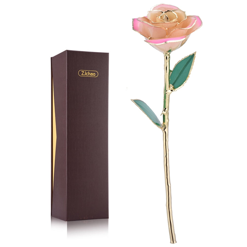 24k gold rose flower long stem golden dipped flower valentine's day lovers' gST 