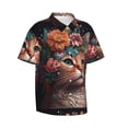 thumbnail image 2 of Daiia Flower Crown Cat Hawaiian Shirt for Men Gentle Cotton Regular Short Sleeve Casual-Small, 2 of 9