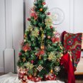 thumbnail image 2 of 6pcs Christmas Picks 16in Artificial Xmas Tree Sprays Bay Glitter Leaves Decor Plastic Christmas Leaves Decoration Wired Twig Stem Fake Bunch for DIY Garland Wreath Ornament, 2 of 10