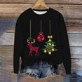 thumbnail image 2 of Riecok Christmas Sweatshirts for Women Crew Neck Long Sleeve Pullover Tops Xmas Tree Print Casual Fall Clothes, 2 of 4