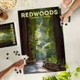 thumbnail image 2 of Lantern Press 1000 Piece Jigsaw Puzzle, Sonoma County, California, Redwoods, Pathway in Trees, 2 of 5