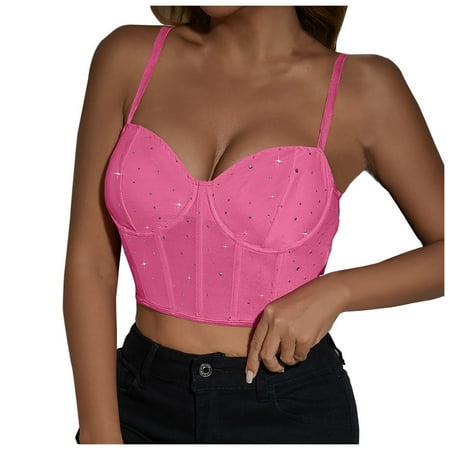 Hessimy Plus Size Corset Top For Women  Push Up Bustier lingerie Y2K Sexy Going Out Bustier Top Pink M