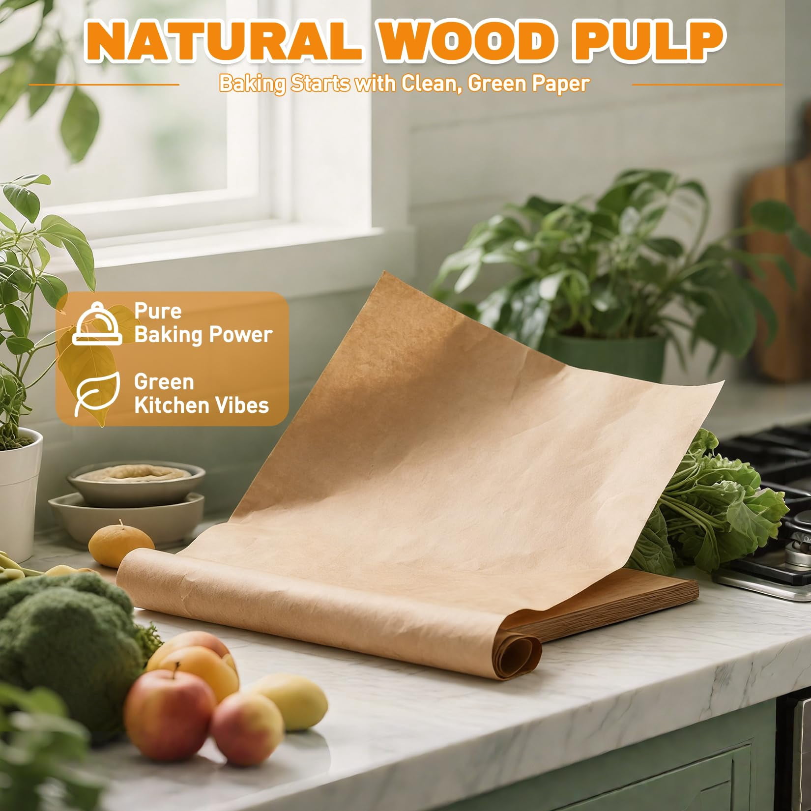 200 Count Parchment Paper Sheets – Unbleached Non-Stick Baking Sheets, Precut Baking Paper for Oven, Air Fryer, Cooking, Available in Multiple Sizes