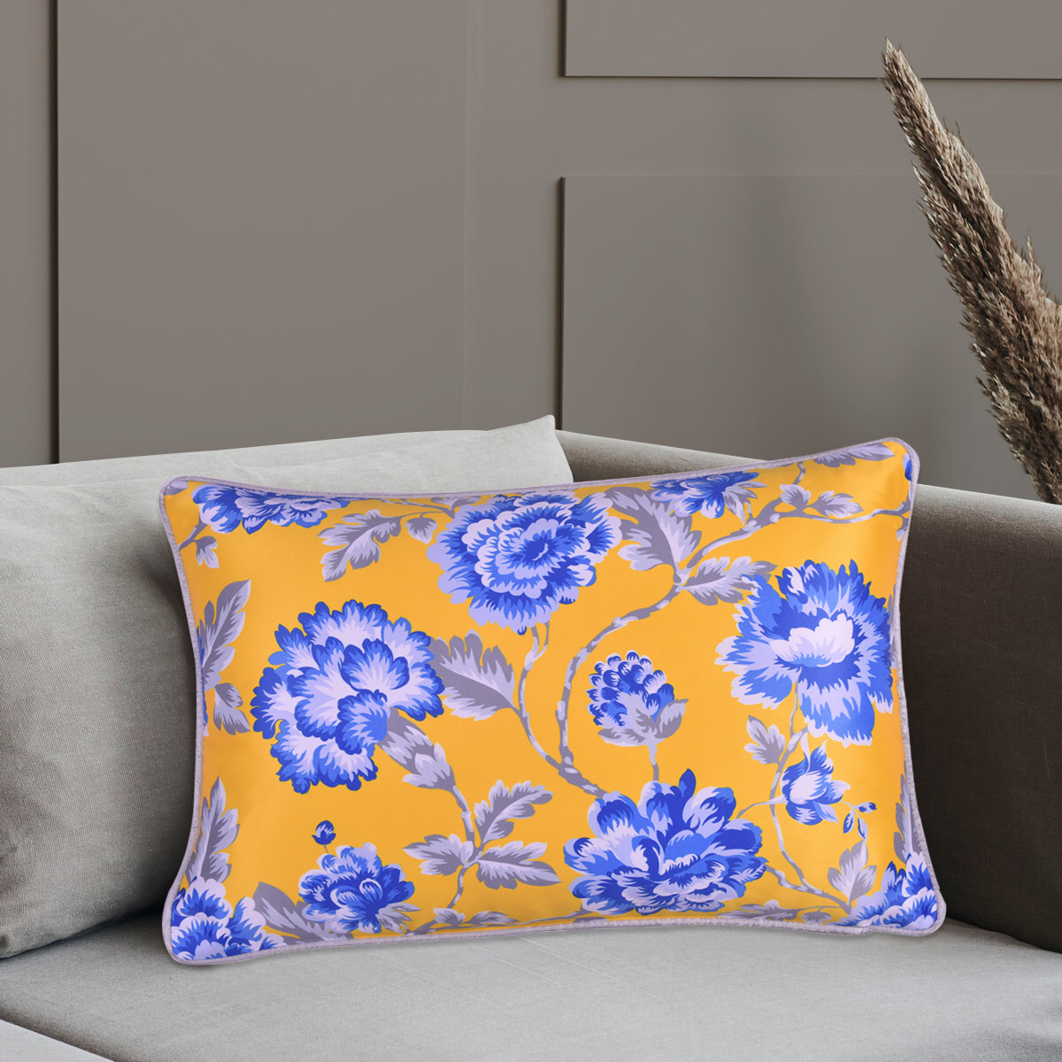 Throw Pillow Covers Set of 4 for Living Room Table, Floral Printed Cushion Case, 14x20 inches - Yellow - Home Decor - image 2 of 14