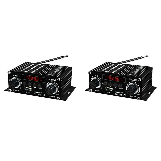 2X Amplificador Digital Bluetooth 12V Hogar Coche 2 Canales Altavoz de Sonido HIFI Receptor FM Amplificador de Audio Clase-AB AMP