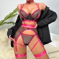 thumbnail image 5 of Gibobby Lencería sexy para mujer Conjunto de Liguero con Sujetador de Encaje, Lencería Elegante y Exquisita para Mujer para Noche de Bodas, Luna de Miel y Más(Rosa caliente, G), 5 of 5