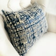 thumbnail image 3 of Plutus Tierra Monte Plaid Navy Blue and Gray Handmade Luxury Pillow - Double sided 26" x 26", 3 of 3