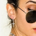 thumbnail image 2 of 14K Gold Plated Drop Dangle Cross Hoop Earrings Trendy Gold Cross Earrings for Women Small CZ Huggie Hoops Dangling Diamond Cross Earrings for Men Hypoallergenic Lightweight, 2 of 10